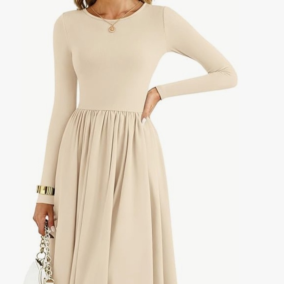 Merokeety Casual Long Sleeve Maxi Dress Pleated Waist 2026 Spring - Picture 4 of 13